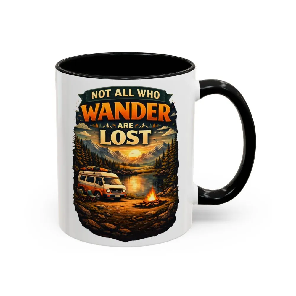 Accent Coffee Mug (11, 15oz) — "Not All Who Wander Are Lost" Design Scenic-Line