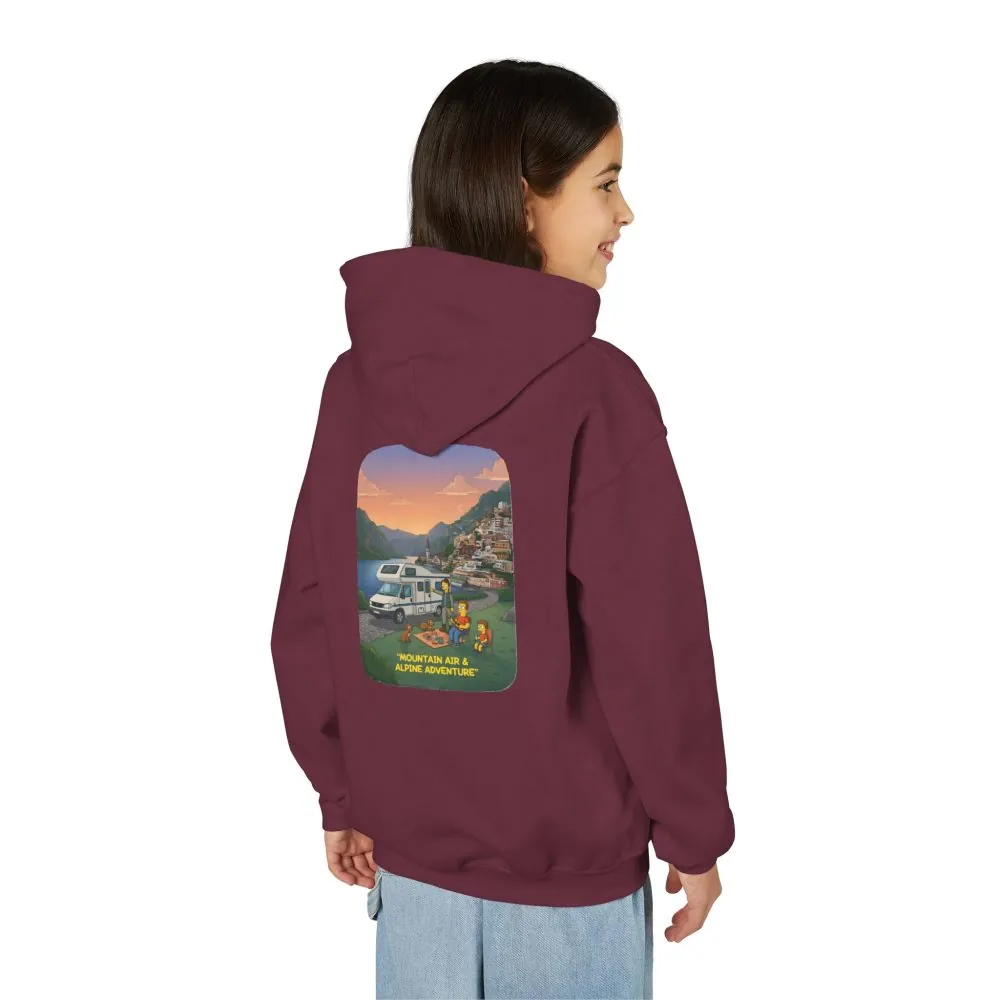 Youth Hoodie(Gildan) – "Mountain Air-Alpine Adventure" (Design Sitcom-Line)