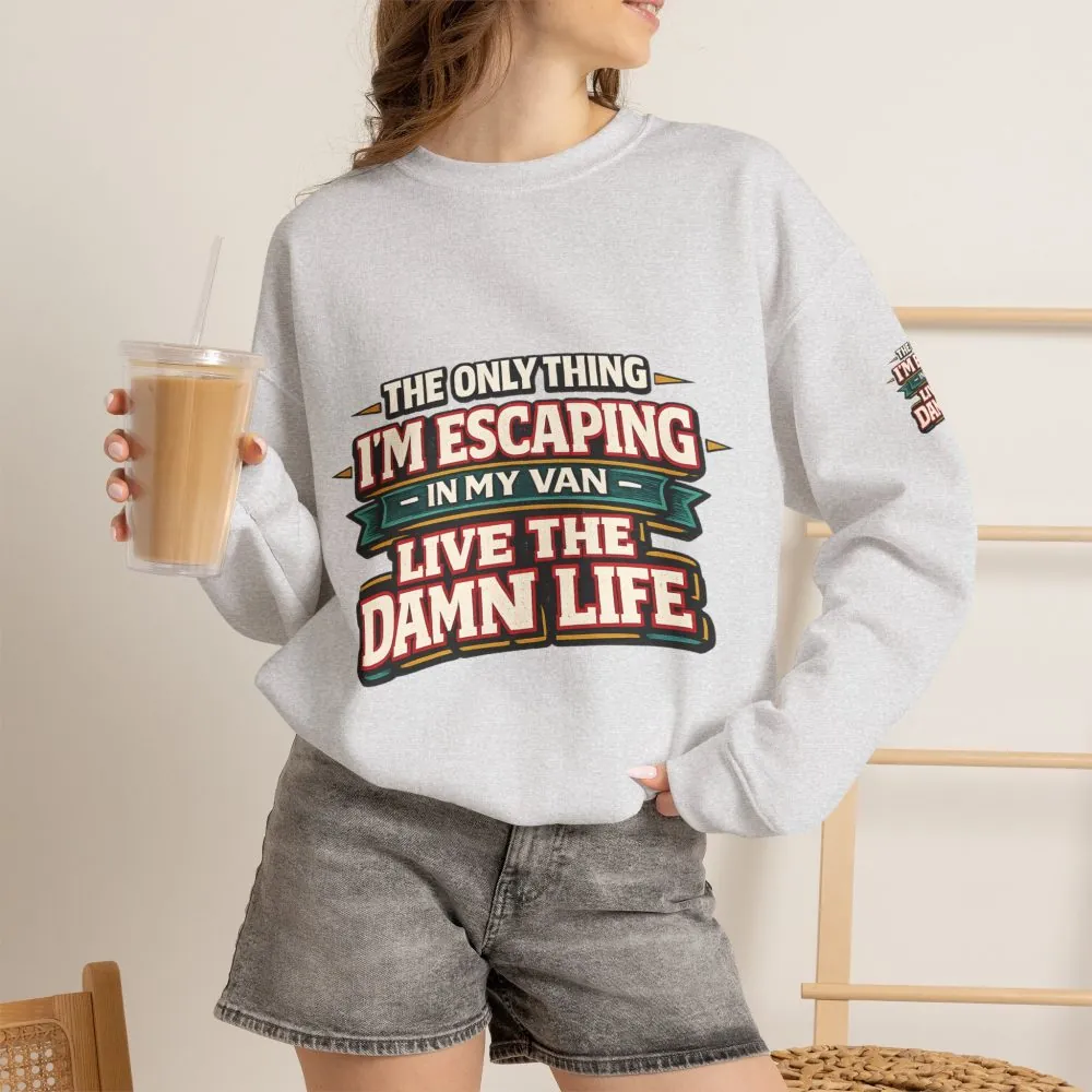 1077901444718590136_2048.jpeg Unisex Heavy Blend™ Crewneck Sweatshirt — "The Only Thing I´m Escaping" Design F**K-Line