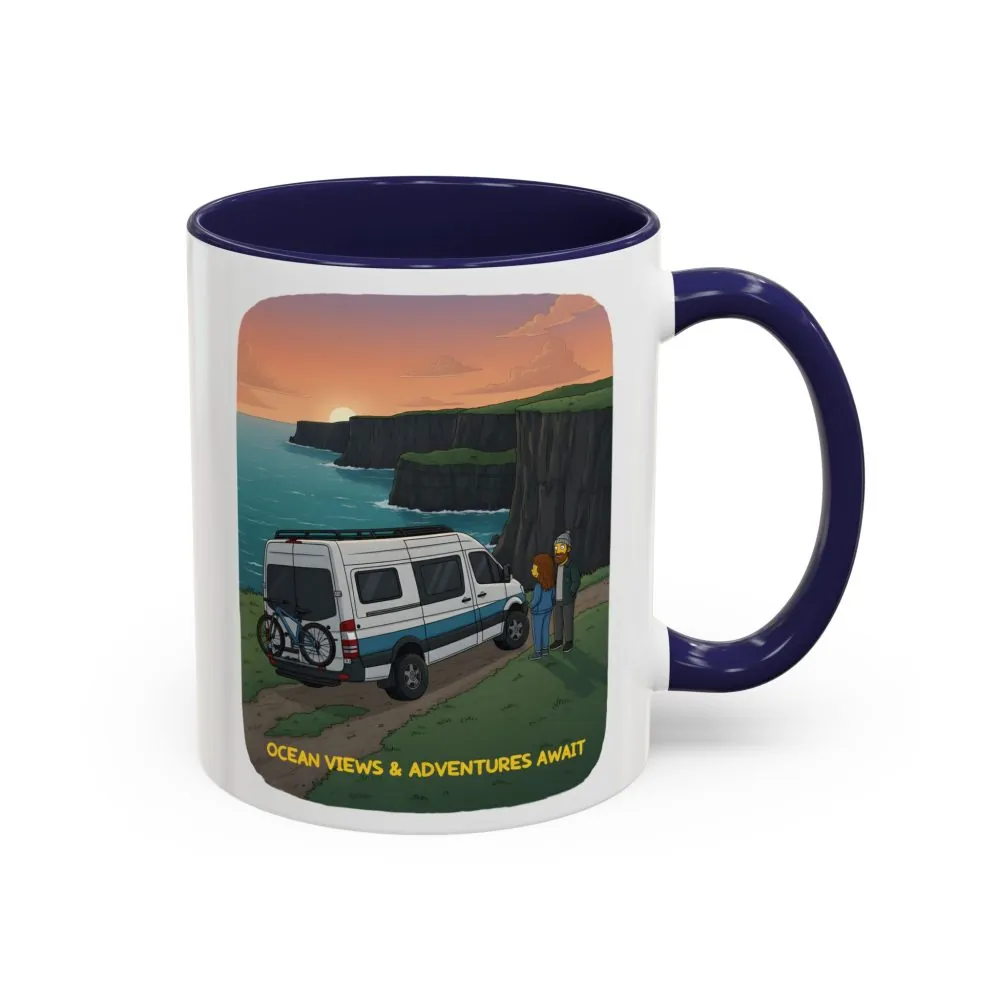 Accent Coffee Mug (11, 15oz) — "Ocean Views-Adventures Awaits" Design Sitcom-Line