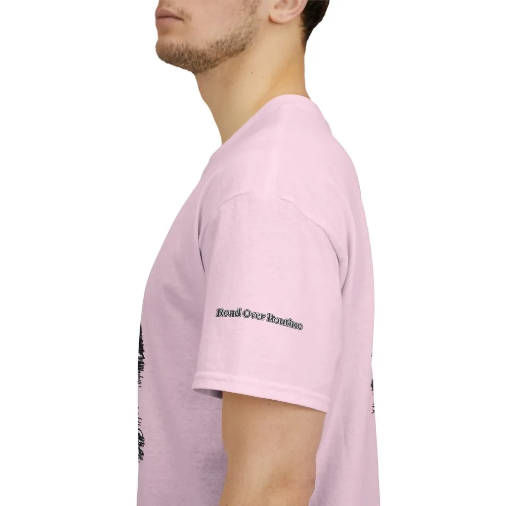 10795339394017906229_2048.jpeg Unisex Heavy Cotton Tee — "Road Over Routine" Design Minimal-Line