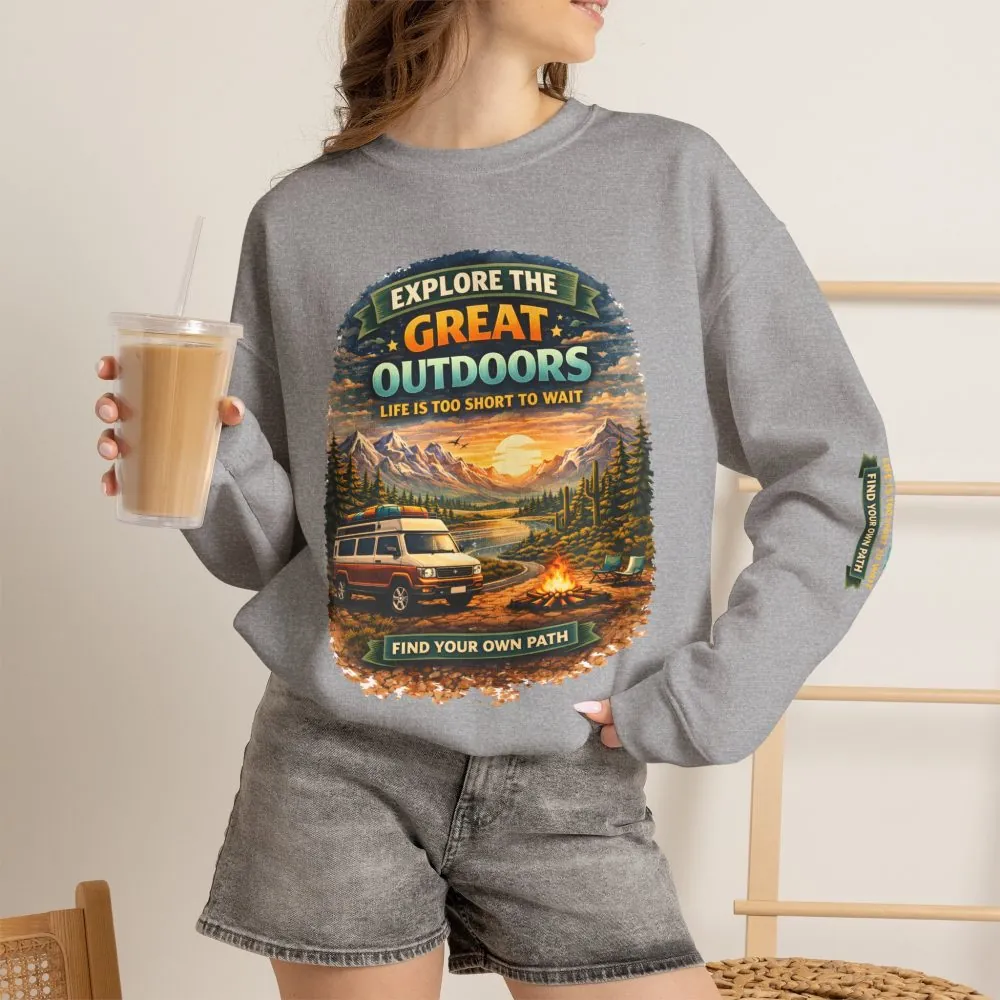 10801763295549351313_2048.jpeg Unisex Heavy Blend™ Crewneck Sweatshirt — "Explore The Great Outdoors" Design Scenic-Line