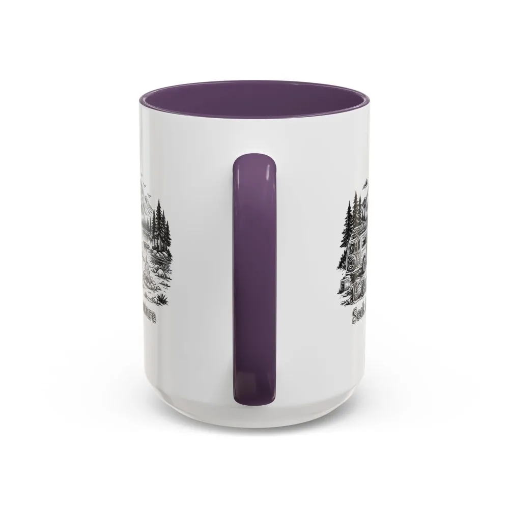 Accent Coffee Mug (11, 15oz) — "Seek Adventure" Design Minimal-Line