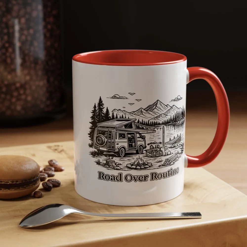10808035716626047199_2048.jpeg Accent Coffee Mug (11, 15oz) — "Road Over Routine" Design Minimal-Line
