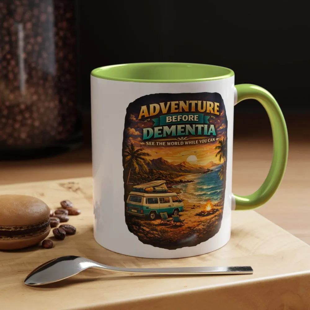 Accent Coffee Mug (11, 15oz) — "Adventure Before Dementia" Design Scenic-Line