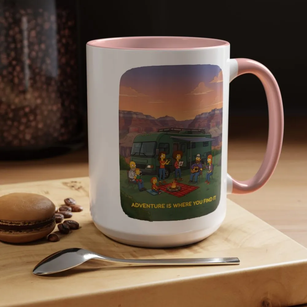 Accent Coffee Mug (11, 15oz) — "Adventure Is Where You Find It" Design Sitcom-Line