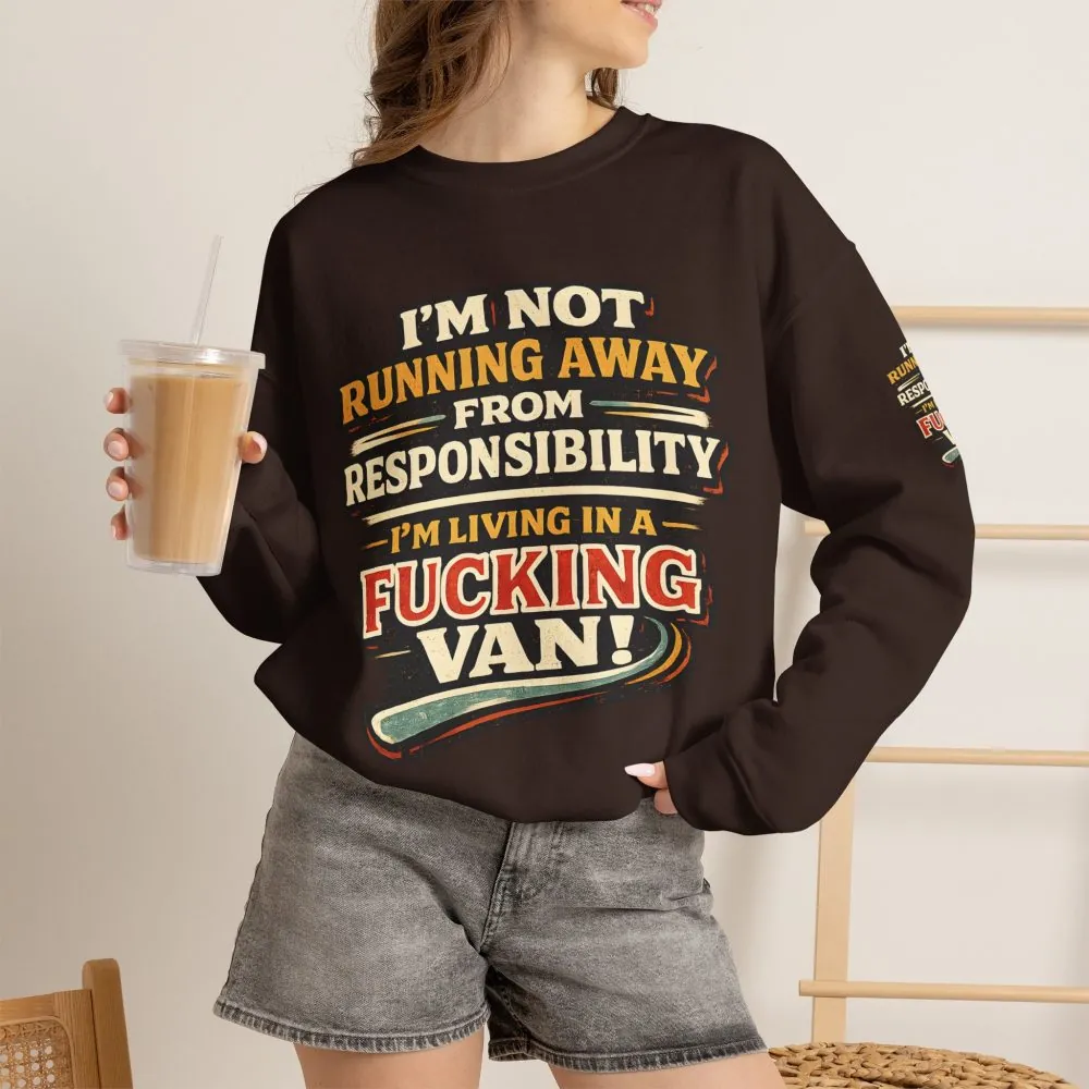 Unisex Heavy Blend™ Crewneck Sweatshirt — "I`m Not running Away" Design F**K-Line