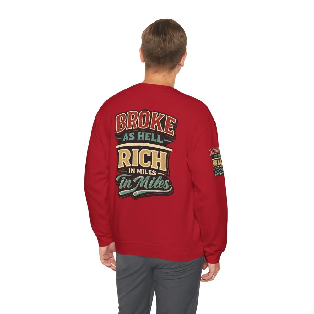 Unisex Heavy Blend™ Crewneck Sweatshirt — "Broke As Hell" Design F**K-Line