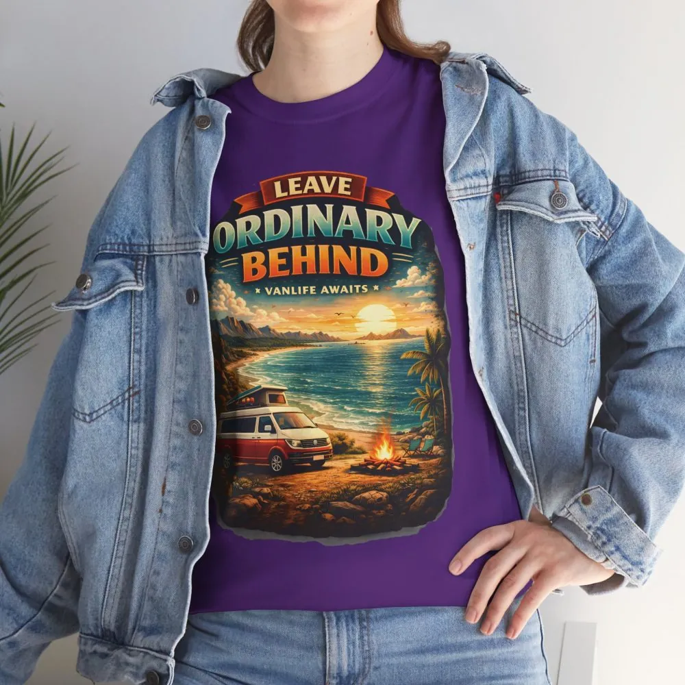 Unisex Heavy Cotton Tee — "Leave Ordinary Behind" Design Scenic-Line