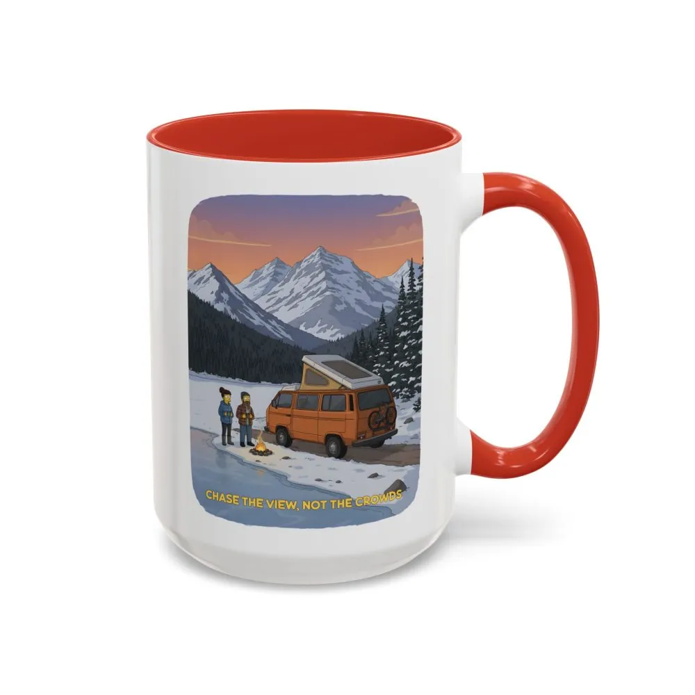 Accent Coffee Mug (11, 15oz) — "Chase The Views-Not The Crowds"" Design Sitcom-Line