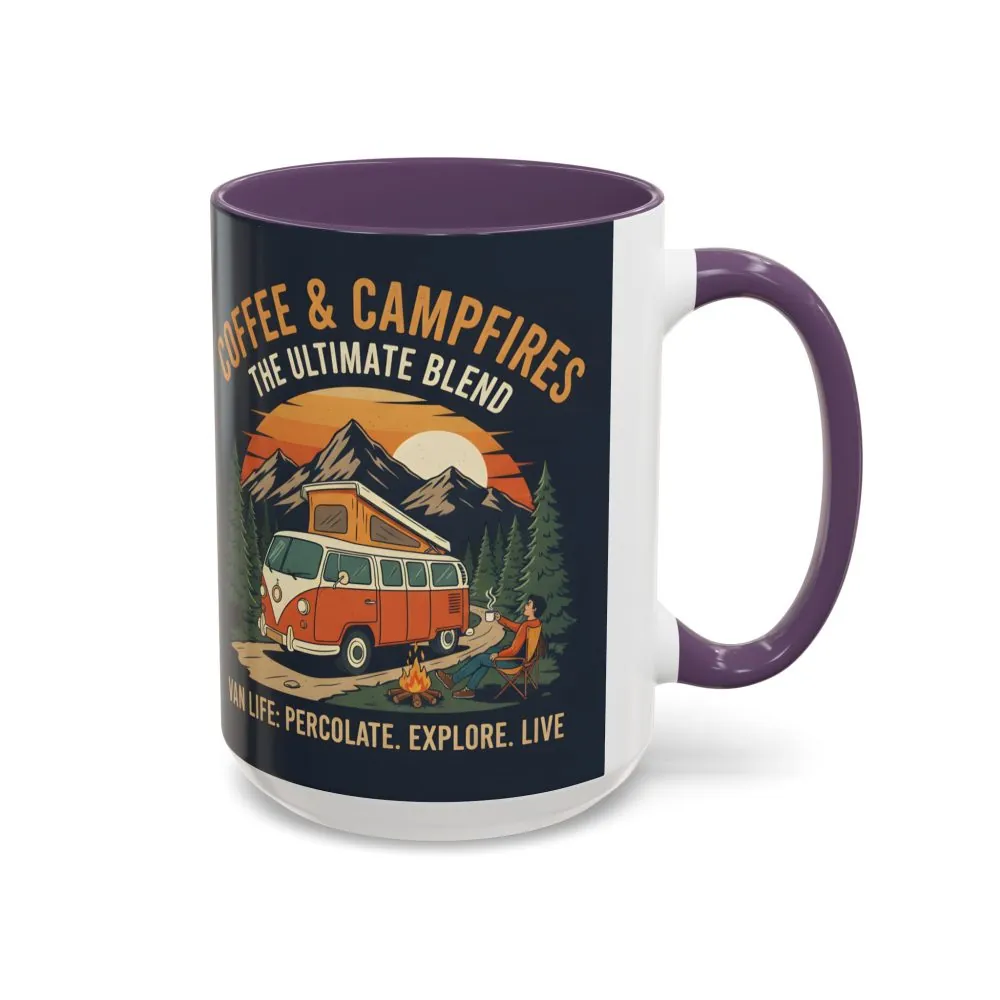 Accent Coffee Mug (11, 15oz) — "Coffee and campfires"