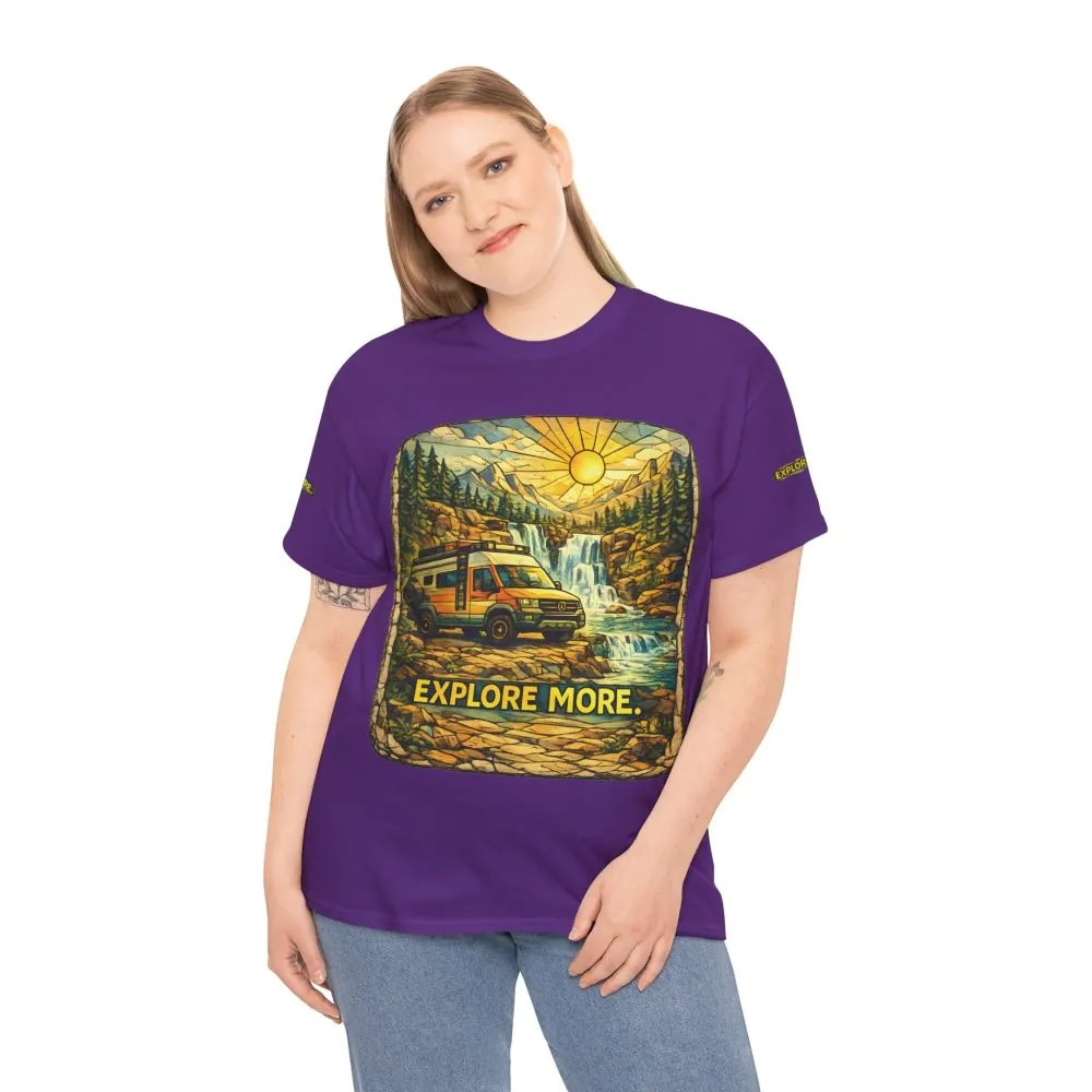 Unisex Heavy Cotton Tee — "Explore More" Design Cubic-Line