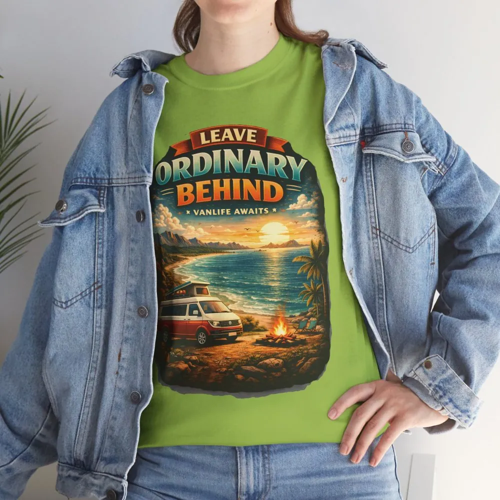 Unisex Heavy Cotton Tee — "Leave Ordinary Behind" Design Scenic-Line