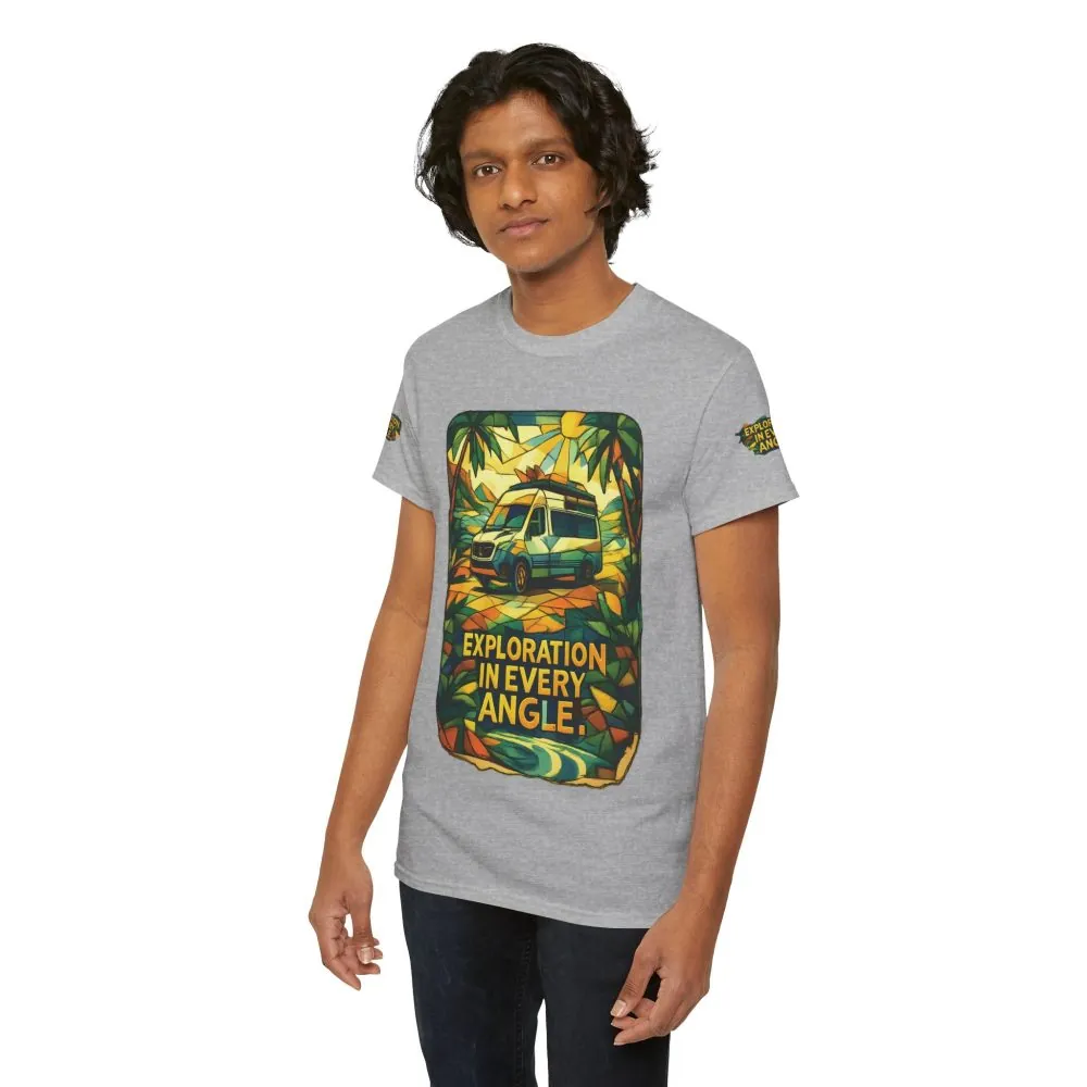 Unisex Heavy Cotton Tee — "Exploration In Every Angle" Design Cubic-Line