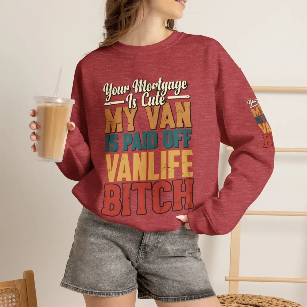 Unisex Heavy Blend™ Crewneck Sweatshirt — "Your Mortgage Is Cute" Design F**K-Line