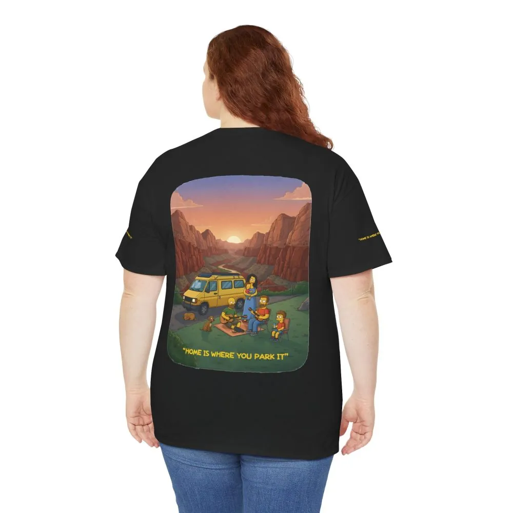 Unisex Heavy Cotton Tee — "Home Is Where You Park It" Design Sitcom-Line