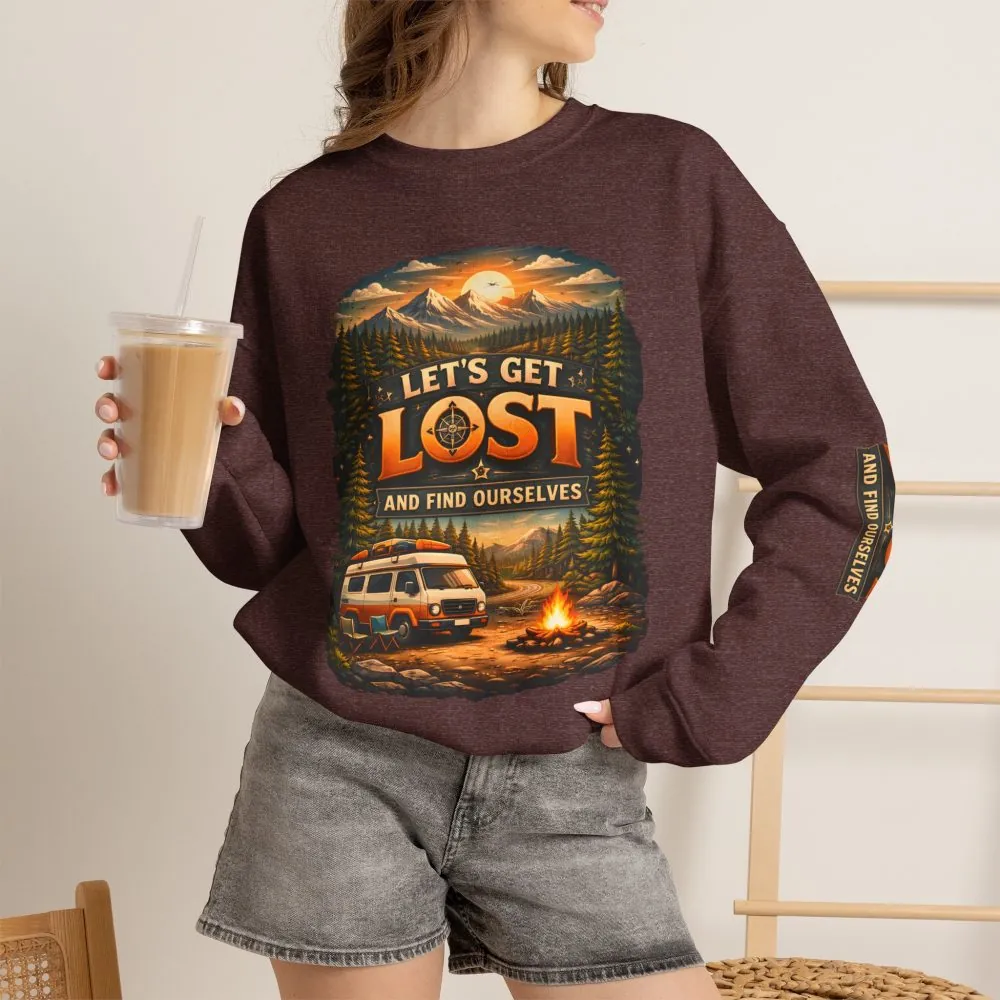 Unisex Heavy Blend™ Crewneck Sweatshirt — "Let´s Get Lost And Found Ourselfs" Design Scenic-Line