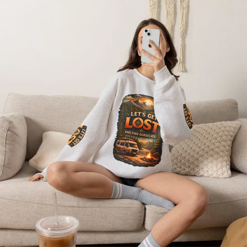 Unisex Heavy Blend™ Crewneck Sweatshirt — "Let´s Get Lost And Found Ourselfs" Design Scenic-Line