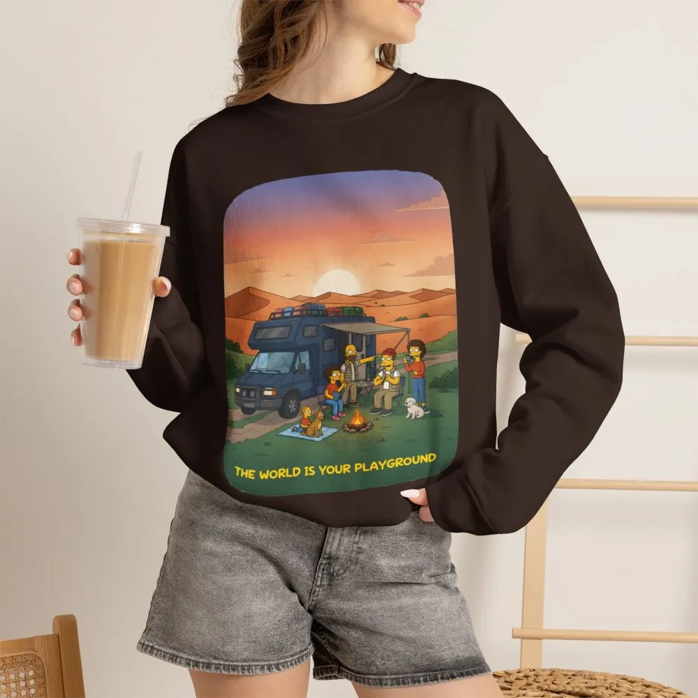 Unisex Heavy Blend™ Crewneck Sweatshirt — "The World Is Your playground" Design Sitcom-Line