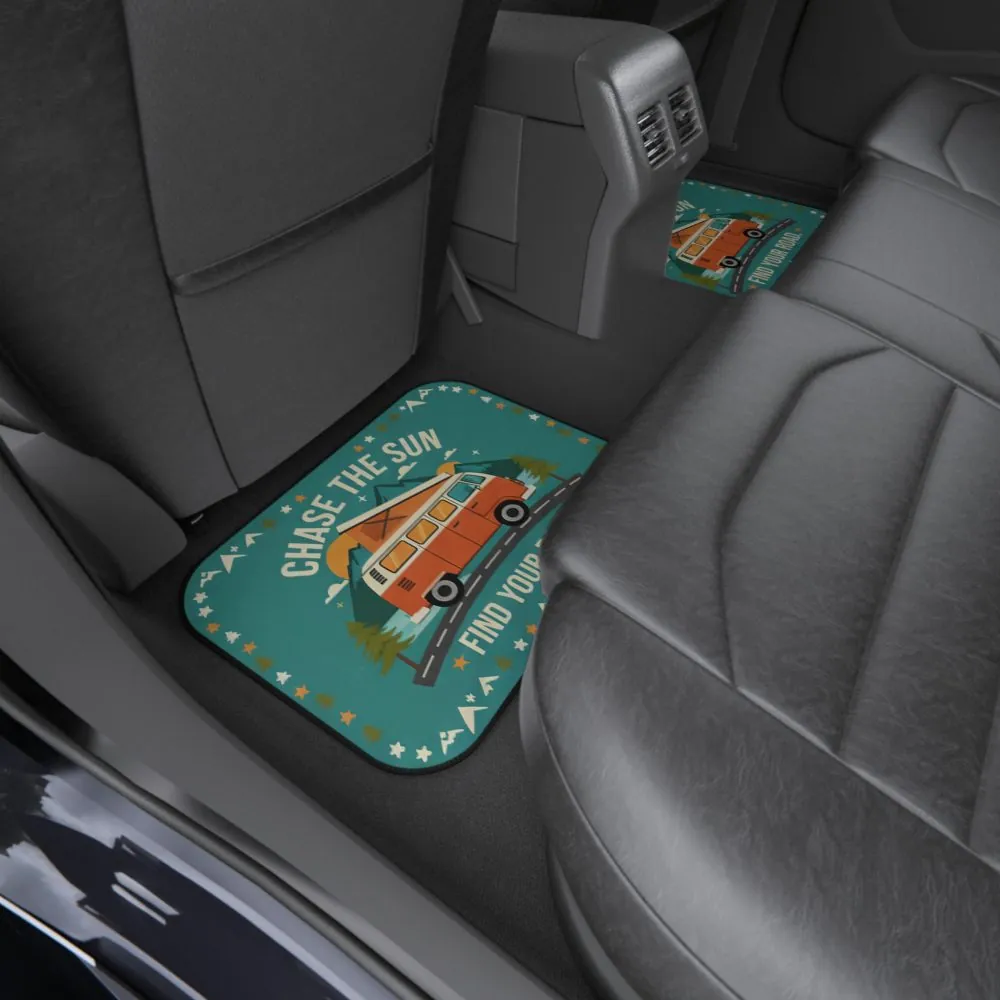 Car Mats (Set of 4) — 'Good Vibes & High Tides' Scenic Van Floor Mats