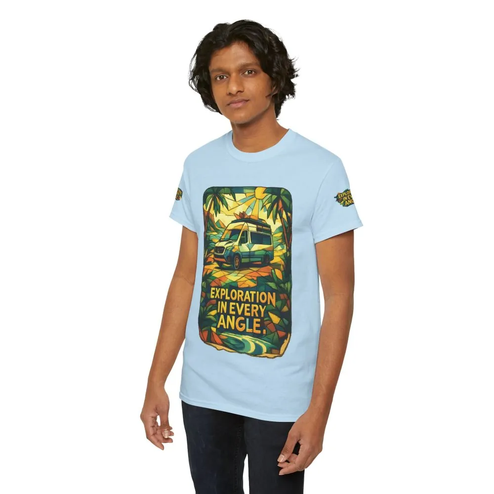Unisex Heavy Cotton Tee — "Exploration In Every Angle" Design Cubic-Line