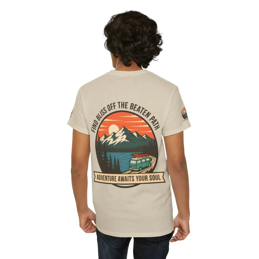 10883591534409741743_2048.jpeg Unisex Heavy Cotton Tee — "Find Bliss Off the Beaten Path" Mountain & Camper T‑Shirt