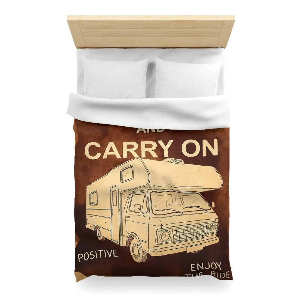 Duvet Cover - "Keep Calm and Carry On" RV Camper Retro Travel Microfiber Duvet