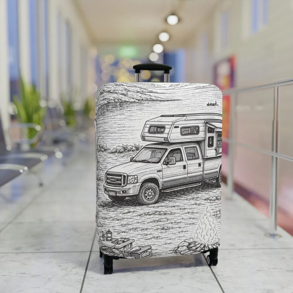 10903737328922136341_2048.jpeg Luggage Cover — Adventure Camper Sketch Travel Suitcase