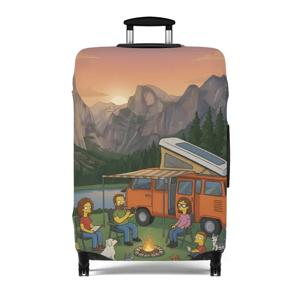 Luggage Cover — Adventure Camper Sketch Travel Suitcase(Design Sitcom-Line)
