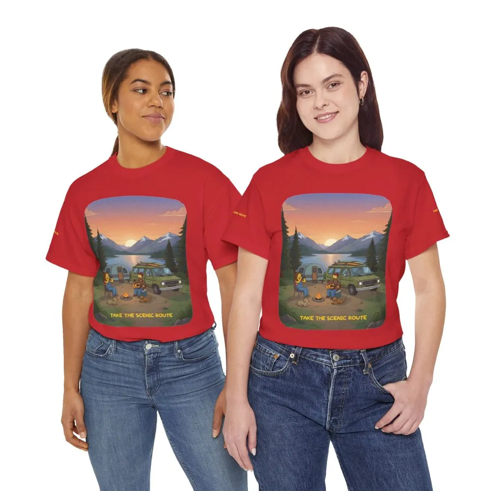 Unisex Heavy Cotton Tee — "Take The Scenic Route" Design Sitcom-Line