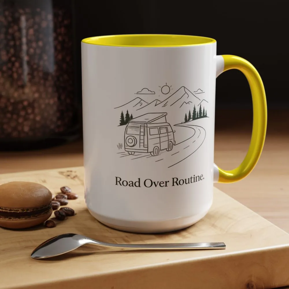 10920738236312306298_2048.jpeg Accent Coffee Mug (11, 15oz) — "Road Over Routine" Design Minimal-Line