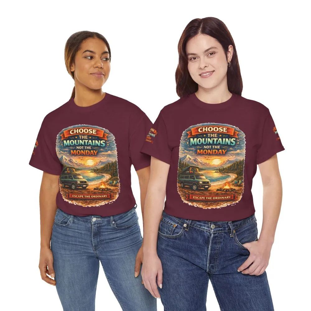 Unisex Heavy Cotton Tee — "Choose The Mountens" Design Scenic-Line