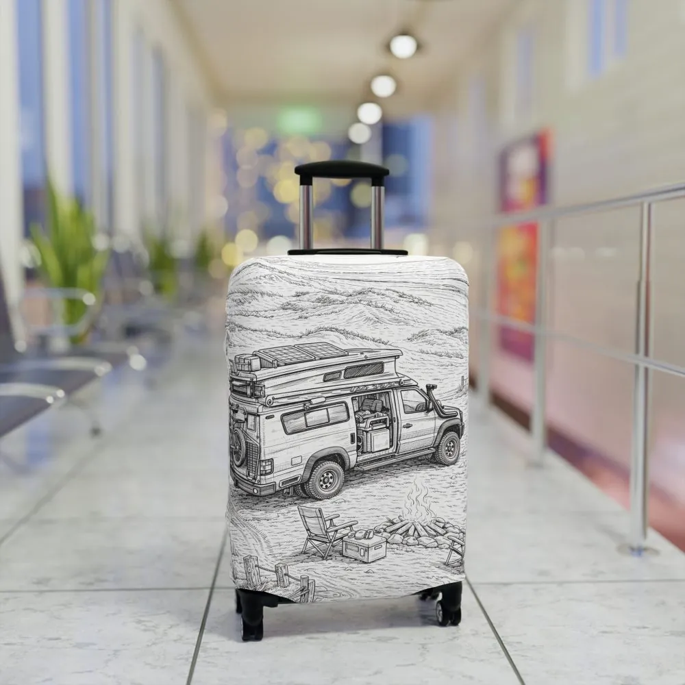 10924634381554352549_2048.jpeg Luggage Cover — Adventure Camper Sketch Travel Suitcase