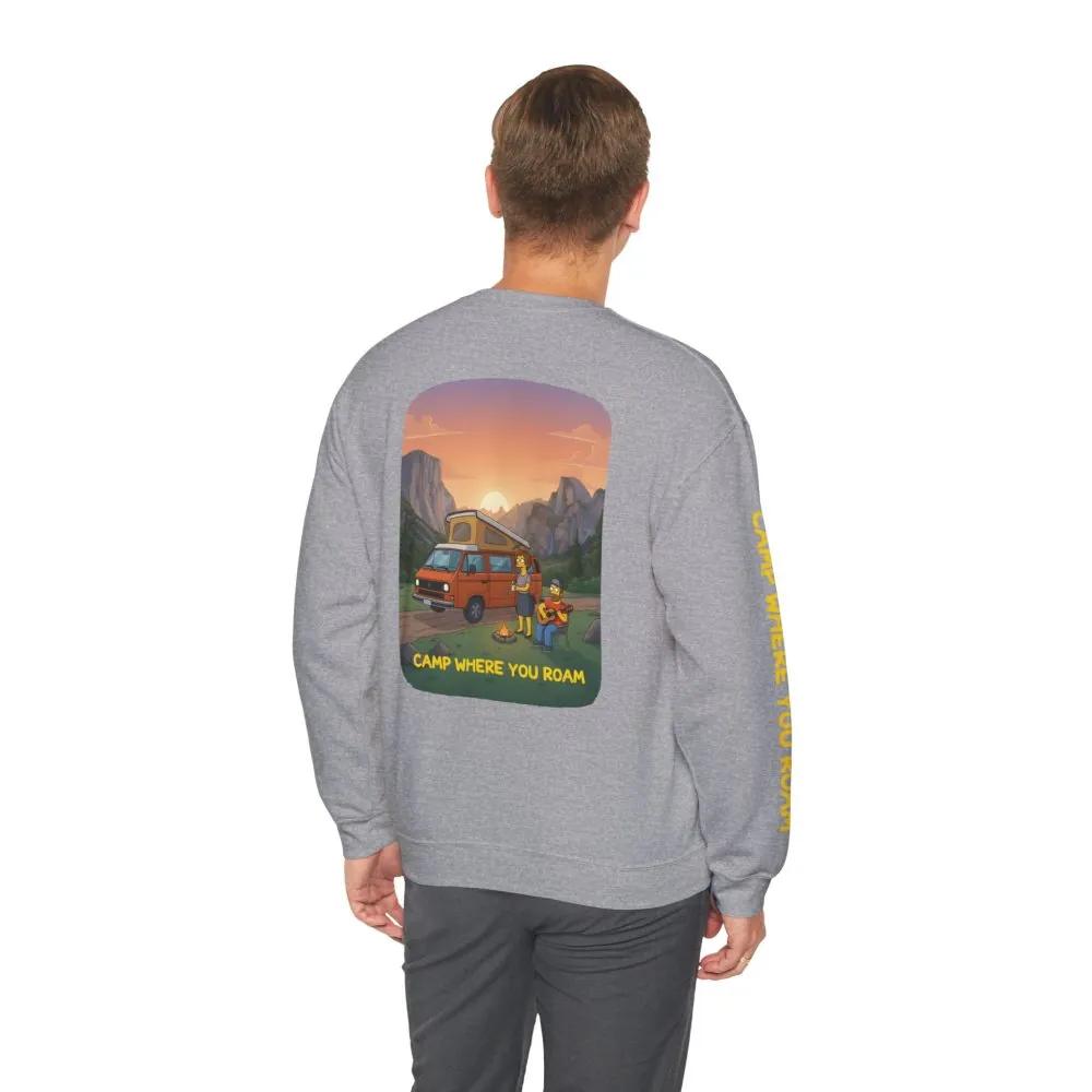Unisex Heavy Blend™ Crewneck Sweatshirt — "Camp Where You Roam" Design Sitcom-Line