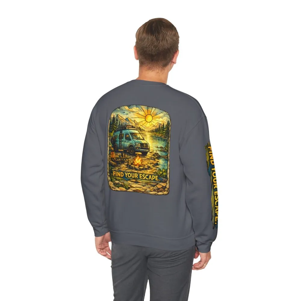 10938036053355279862_2048.jpeg Unisex Heavy Blend™ Crewneck Sweatshirt — "Find Your Escape" Design Cubic-Line