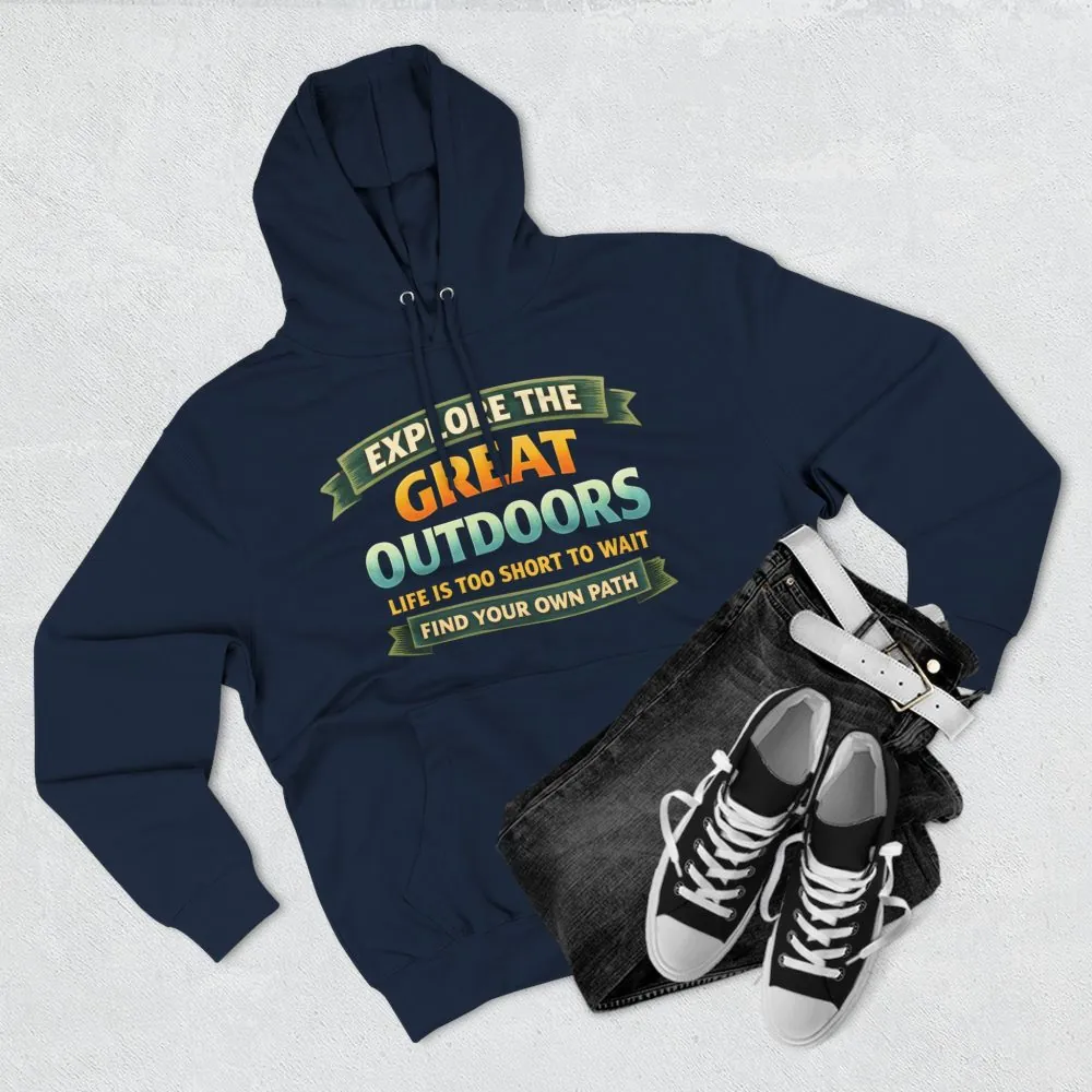 Three-Panel Fleece Hoodie - "Explore The Great Outdoors" Design Scenic-Line