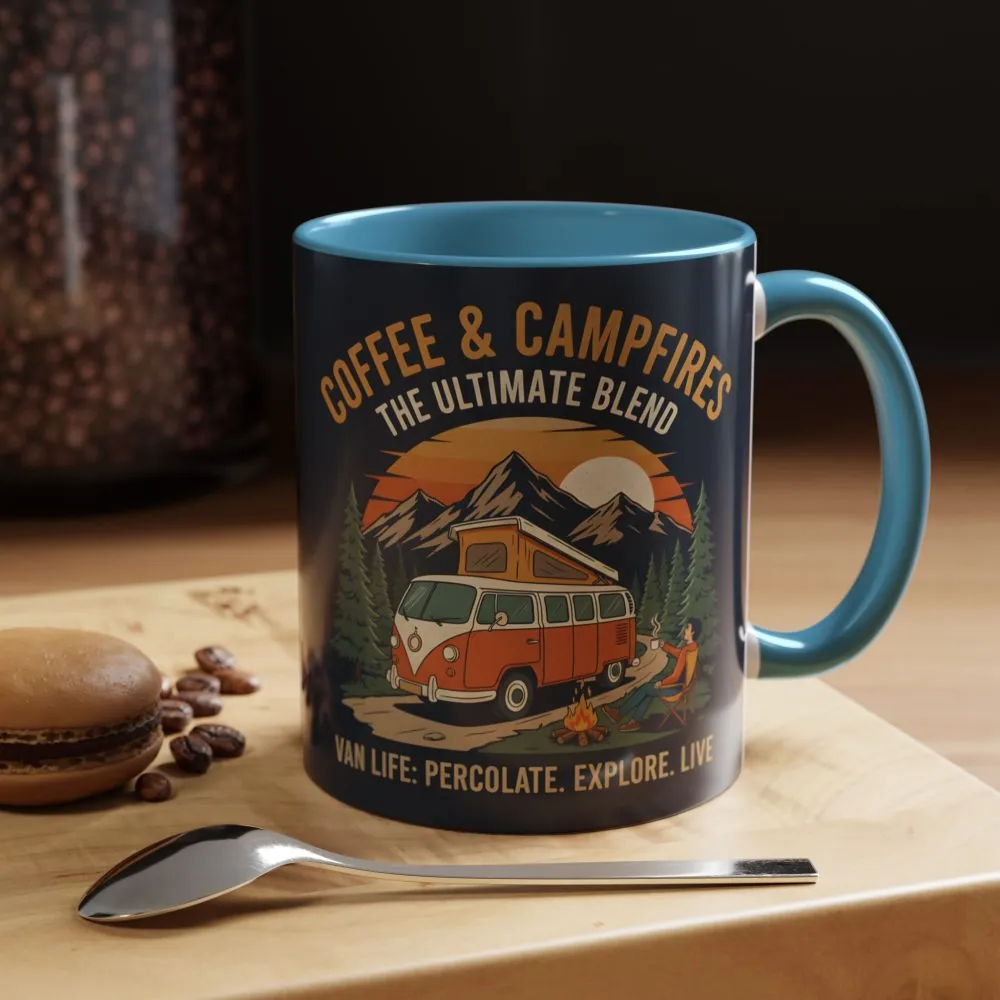 Accent Coffee Mug (11, 15oz) — "Coffee and campfires"