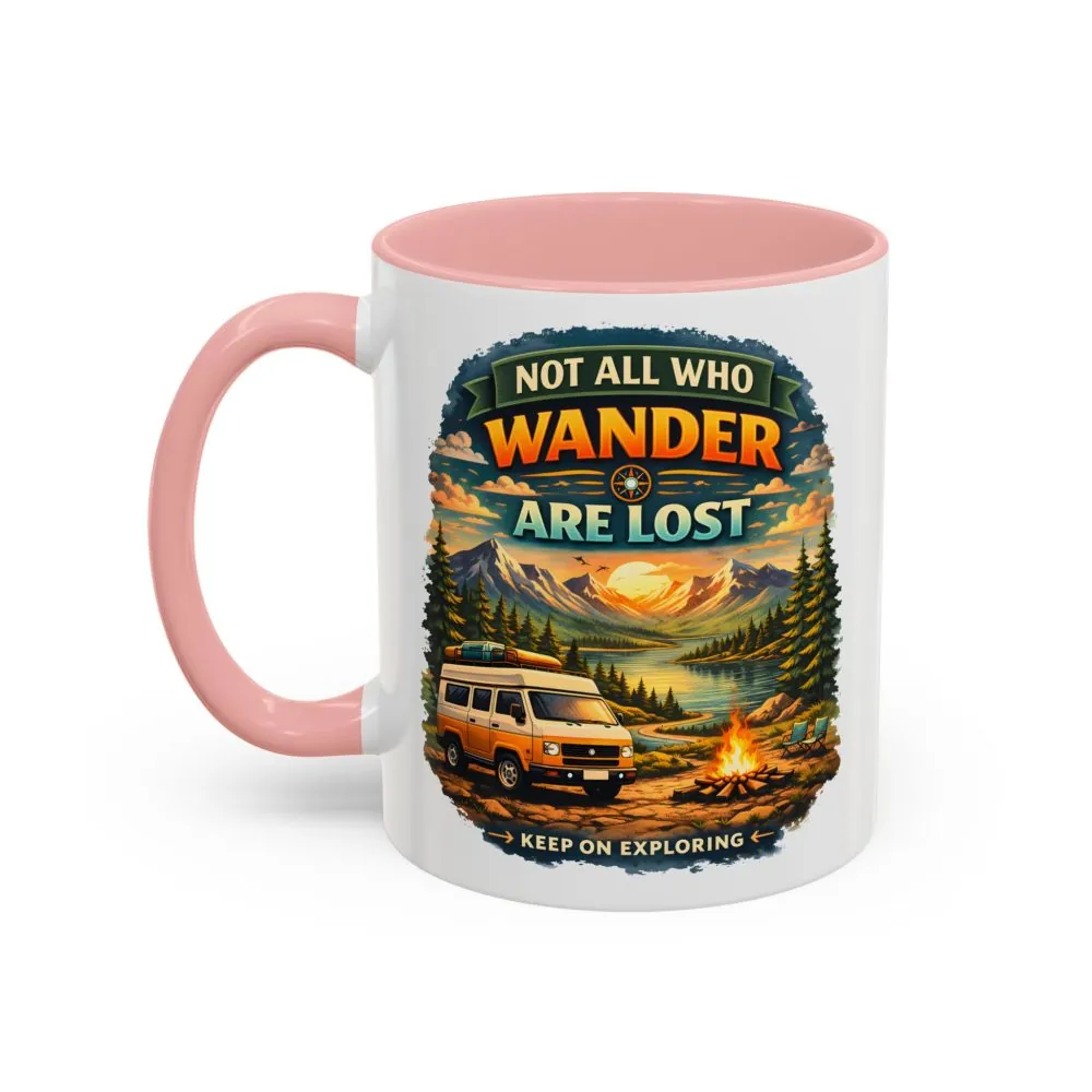 Accent Coffee Mug (11, 15oz) — "Not All Who Wander Are Lost" Design Scenic-Line