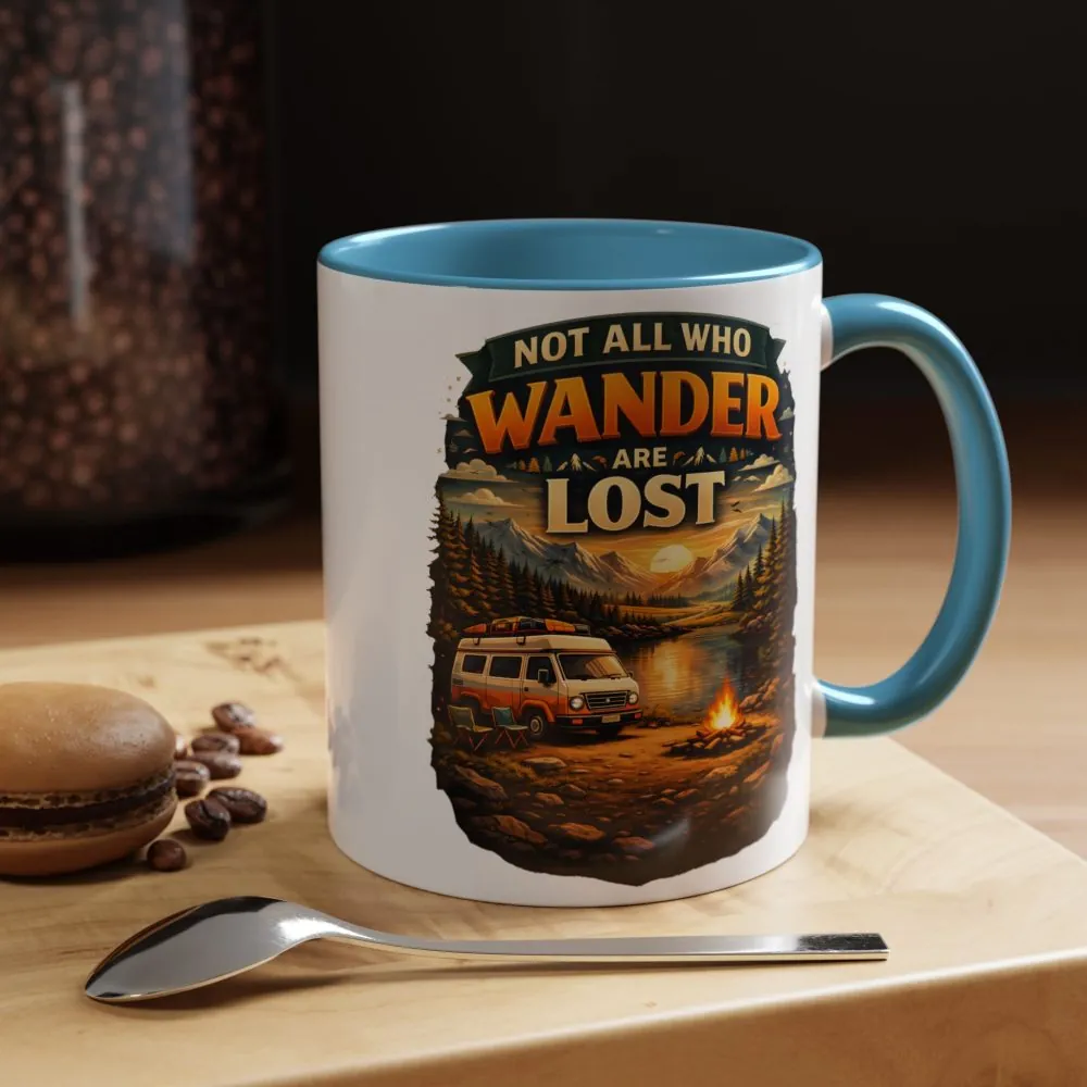 Accent Coffee Mug (11, 15oz) — "Not All Who Wander Are Lost" Design Scenic-Line