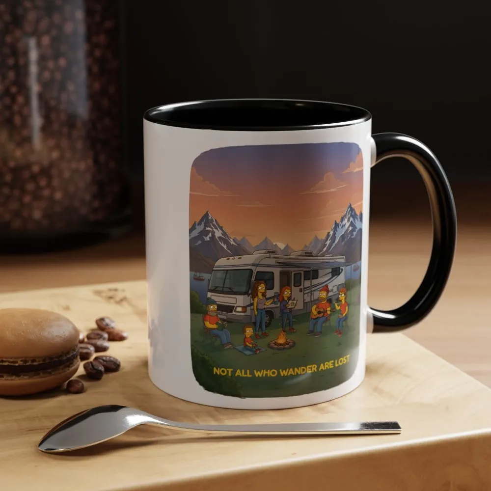 Accent Coffee Mug (11, 15oz) — "Not All Who Wander Are Lost" Design Sitcom-Line