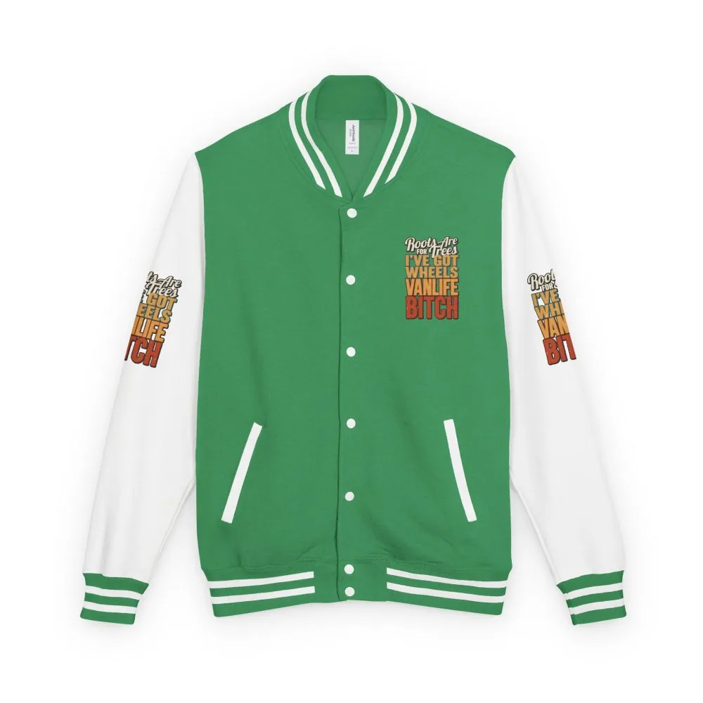 Unisex Heavyweight Letterman Jacket — "Roots Are For Trees" Design F**K-Line
