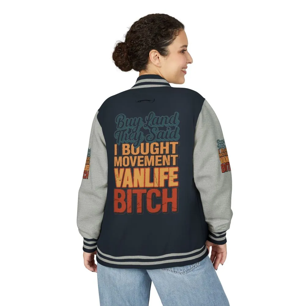 10961894289473403745_2048.jpeg Unisex Heavyweight Letterman Jacket — "Buy Land They Said" Design F**K-Line