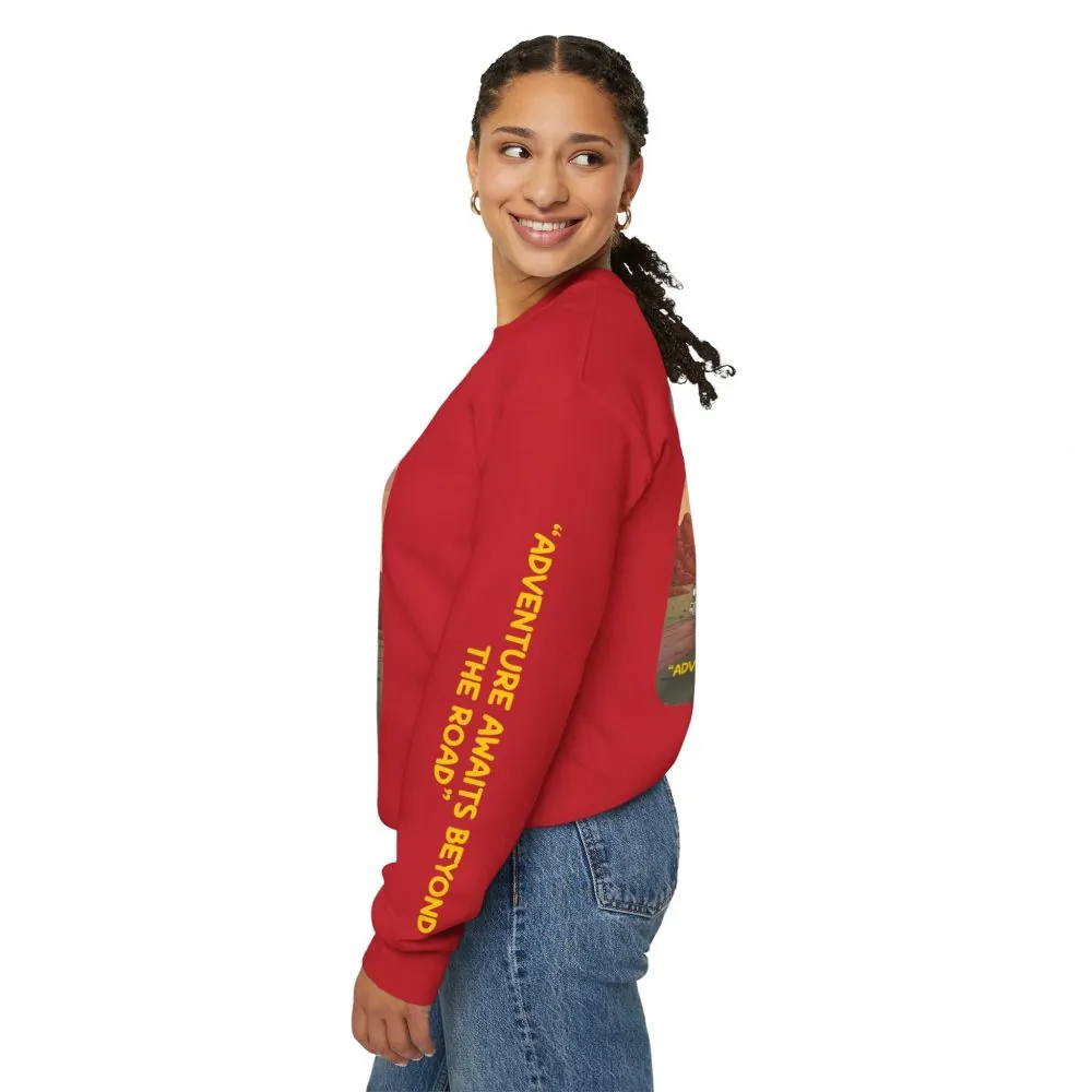 10963952767101140597_2048.jpeg Unisex Heavy Blend™ Crewneck Sweatshirt — "Adventure Awaits Beyond The Road" Design Sitcom-Line