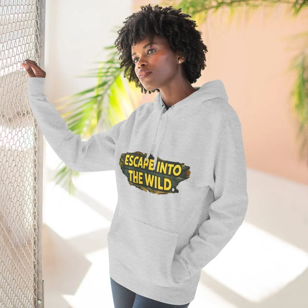 Three-Panel Fleece Hoodie - "Escape Into The Wild" Design Cubic-Line