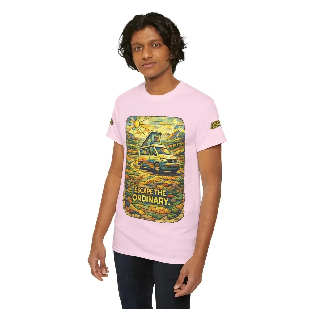 Unisex Heavy Cotton Tee — "Escape The Ordinary" Design Cubic-Line