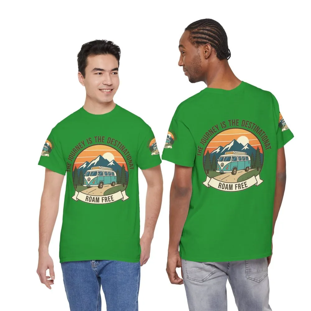 1098645023488034029_2048.jpeg Unisex Heavy Cotton Tee — "The Journey Is The Destination" Roam Free Travel Shirt