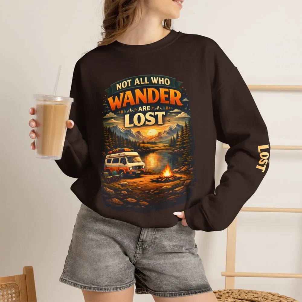 10993977264402380636_2048.jpeg Unisex Heavy Blend™ Crewneck Sweatshirt — "Not All Who Wander Are Lost" Design Scenic-Line