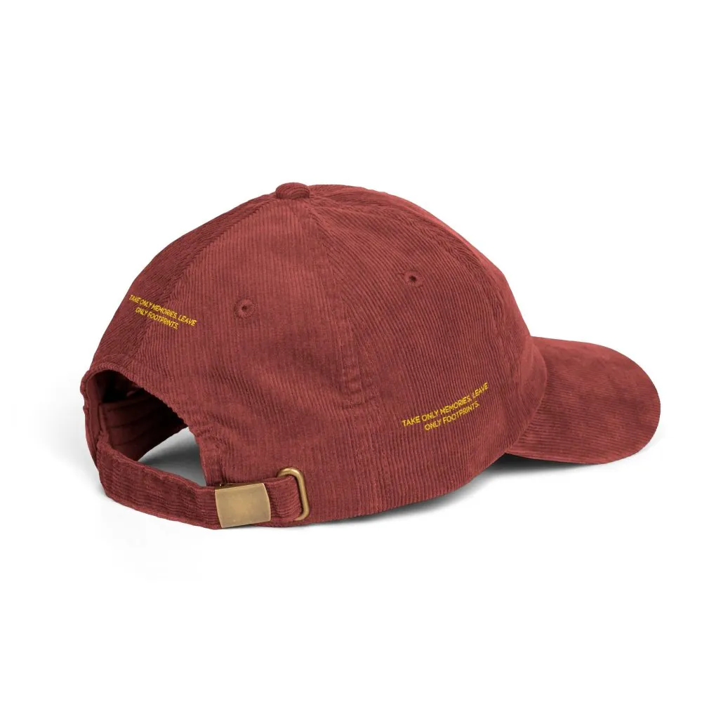 Vintage Corduroy Cap (Embroidery) — "Take Only Memories,Leave Only footprints" Embroidered Hat