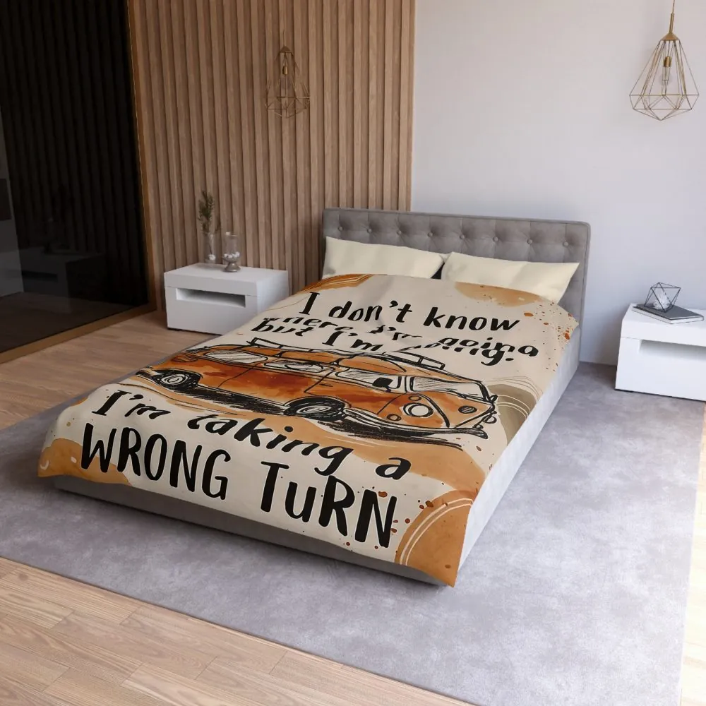 Duvet Cover - 'I Don't Know Where I'm Going' Vintage Camper Quote Microfiber Duvet