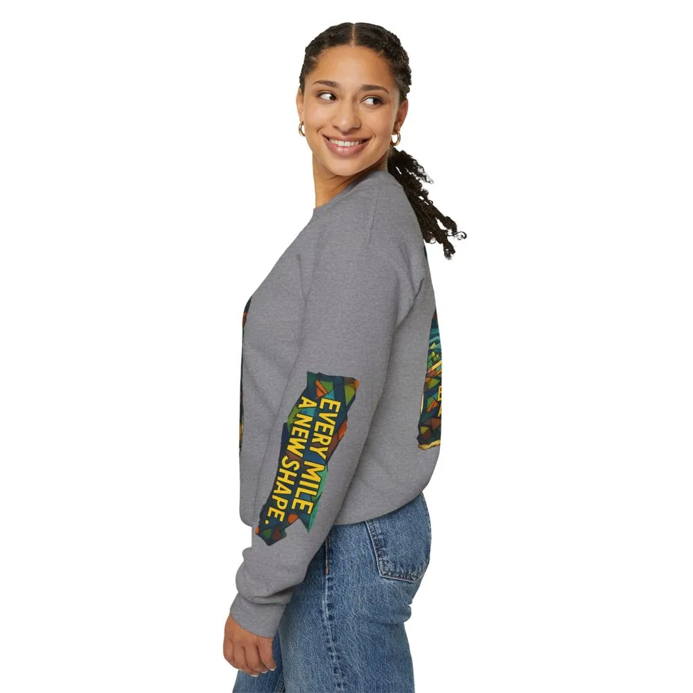 11021373435689095809_2048.jpeg Unisex Heavy Blend™ Crewneck Sweatshirt — "Every Mile A New Shape" Design Cubic-Line